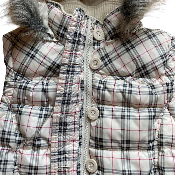 Vintage Aeropostle Plaid Faux Fur Hooded Vest Removable Hood Puffer 90s Y2K-L - Picture 7 of 16